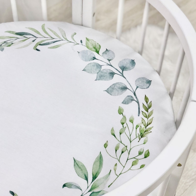 Husa saltea rotunda patut bebe copii cu elastic, Coronita (2)